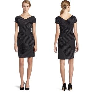 BCBGMAXAZRIA Corissa  Black Grey Striped-Panel Dress